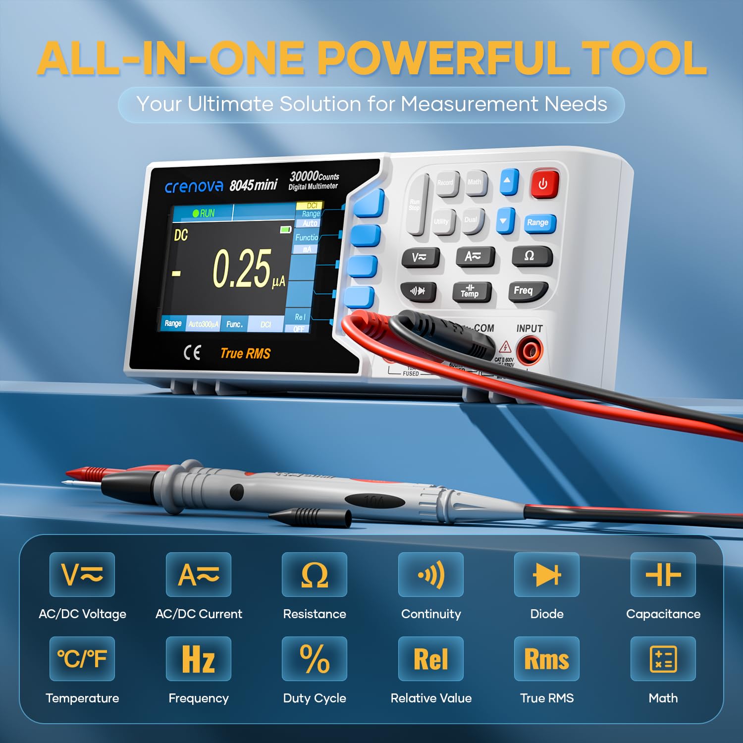 Crenova 30000 Counts True RMS Digital Multimeter, Desktop Bench Multimeter for Lab & Indus
