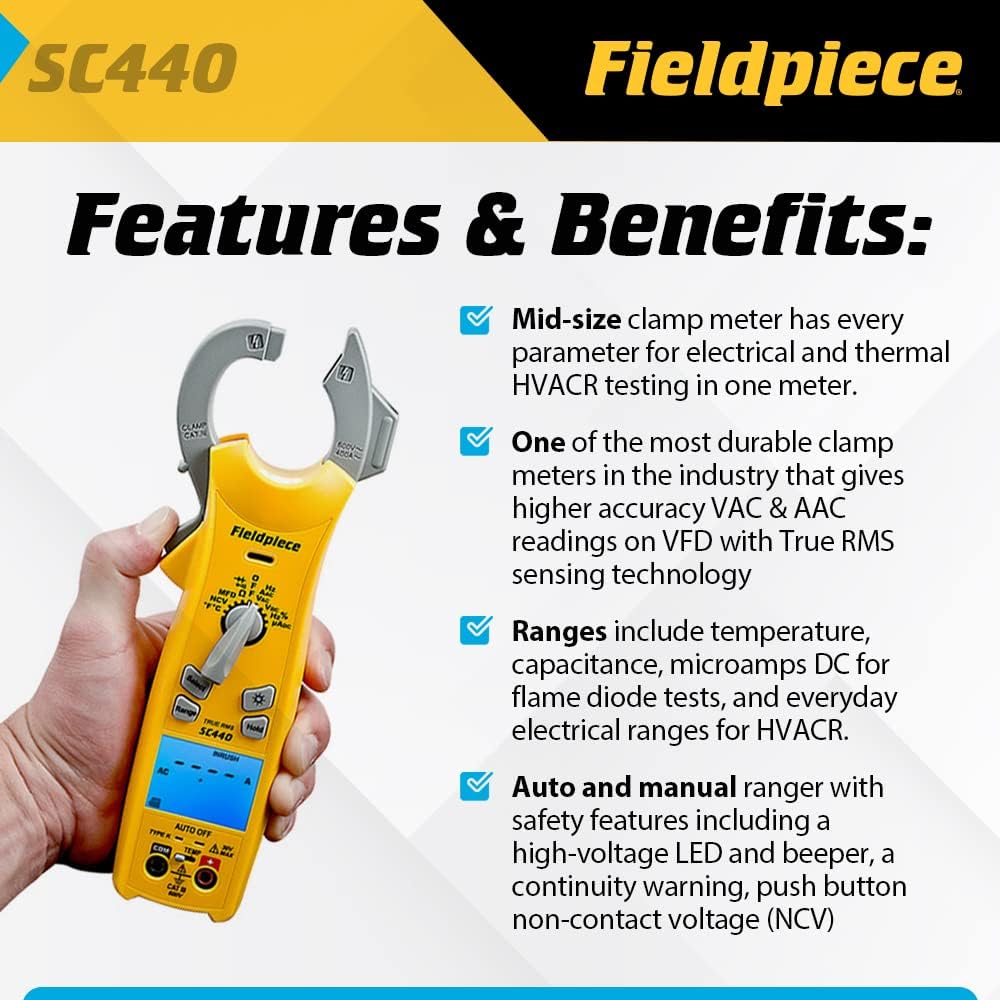 Fieldpiece SC440 True RMS Clamp Meter with Temperature