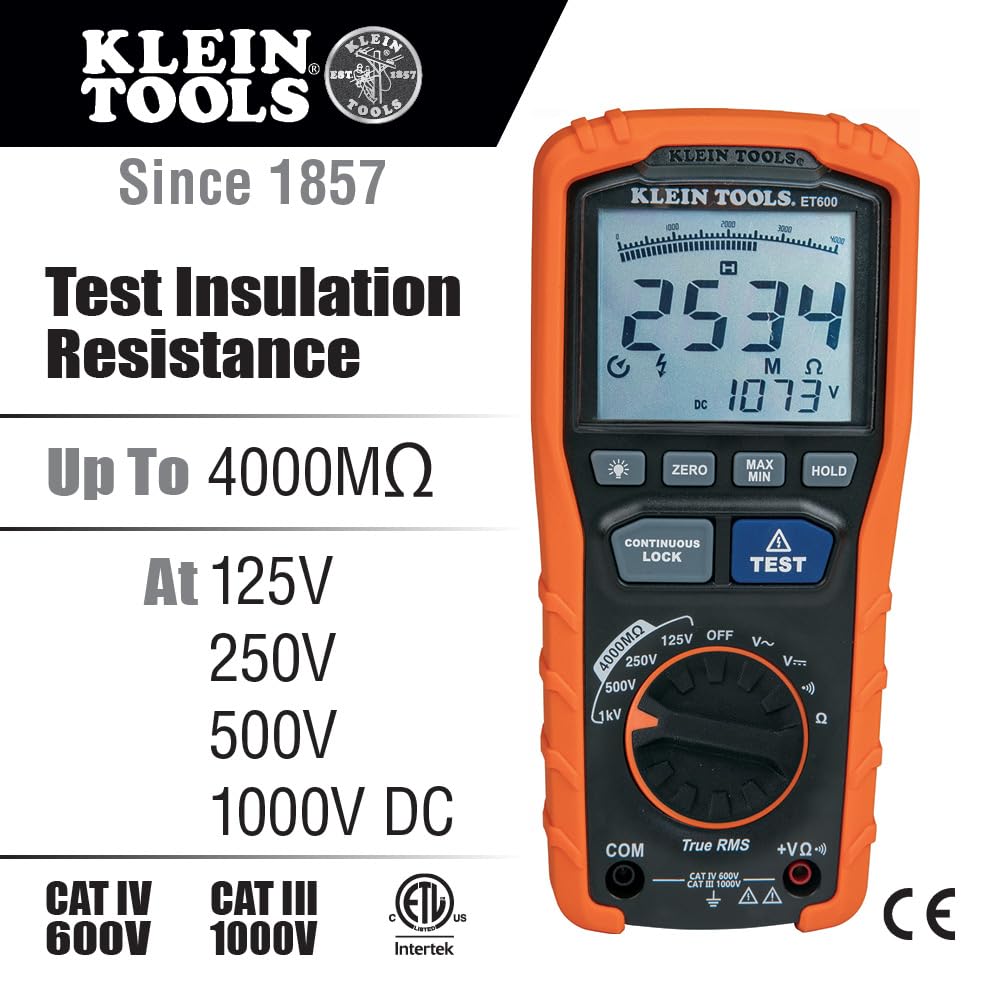 Megohmmeter and Insulation Resistance Testing: Klein ET600 vs Fluke 1507 for Motor, Cable, and Solar Work
